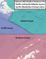 Image 43Map showing the proposal presented by the thesis entitled "Natural delimitation between the Pacific and South Atlantic oceans by the Shackleton Fracture Zone". (from Atlantic Ocean)