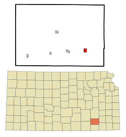 Location within Elk County and Kansas