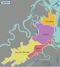 Districts of Iquitos city