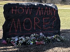 The Rock painted as a memorial to victims of the 2023 Michigan State University shooting