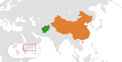 Haritada gösterilen yerlerde Afghanistan ve China