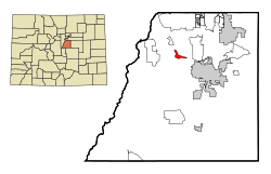 Location of the Sedalia CDP in Douglas County, Colorado.