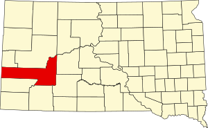 Map of South Dakota highlighting Pennington County