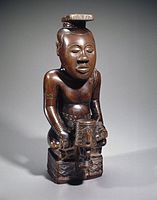 Ndop of king Mishe miShyaang maMbul; 1760–1780; wood; 49.5 x 19.4 x 21.9 cm (191⁄2 x 75⁄8 x 85⁄8 in.); Brooklyn Museum. Ndops are royal memorial portraits caverd by the Kuba people of Central Africa. They are not naturalistic portrayals but are intended as representations of the king's spirit and as an encapsulation of the principal of kingship