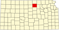 Map of Kanzas highlighting Cloud County