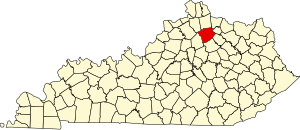 Map of Kentucky highlighting Harrison County