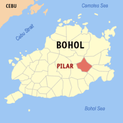 Mapa de Bohol con Pilar resaltado