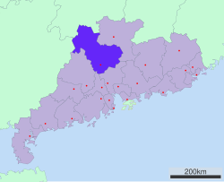 広東省中の清遠市の位置