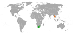 Map indicating location of แอฟริกาใต้ and ไทย