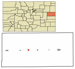Location of Vona in Kit Carson County, Colorado.
