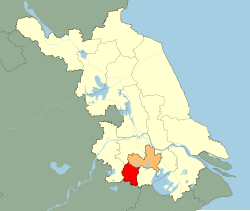 溧阳市在常州市及江苏省的地理位置