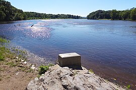 Looking southwest along the Delaware River, with Sussex County, New Jersey on the left and Pike County, Pennsylvania on the right