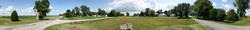 A 360-degree panorama centered on the defunct railroad