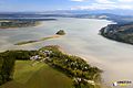 Slanica Island from a bird's eye view, during lower water levels in the reservoir