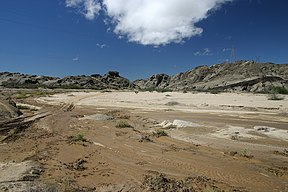 Die maanlandskap van die Swakoprivier-vallei naby Richthofen.