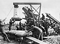 Loading a 15-in howitzer of the Royal Marine Artillery, near the Menin Rd