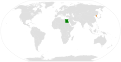 Map indicating locations of Egypt and North Korea