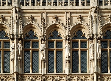 The windows of the second floor of the right wing