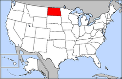 Harta Statelor Unite cu statul Dakota de Nord indicat