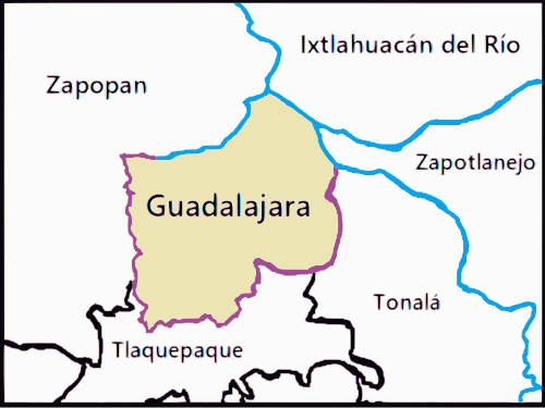 Mapa del municipio de Guadalajara.