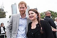 Prince Harry at the 2018 Invictus Games with Ms. Jane Horton, Senior Advisor in the Office of the Secretary of Defense, Personnel and Readiness. (21 October 2018)