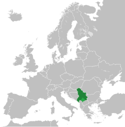 สหพันธ์สาธารณรัฐยูโกสลาเวีย (สีเขียว) ในปี ค.ศ. 2003