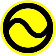 Symbol of Interlingue, a black tilde on a circular yellow background