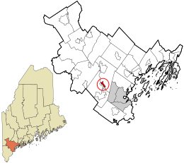 Location in Cumberland County and the state of Maine.