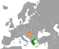Map indicating locations of Greece and Hungary