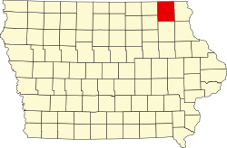 map of Iowa highlighting Winneshiek County