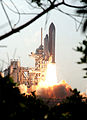 STS-105 launches from Kennedy Space Center, 10 August 2001.