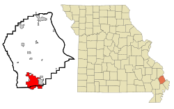 Location of Sikeston, Missouri