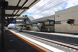 The lowered Bonbeach railway station with platform 1 in the background