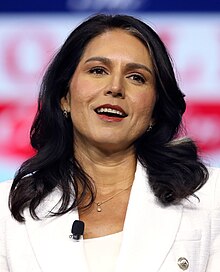 Gabbard speaking at an event in Detroit, Michigan