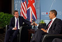 Cameron meeting Barack Obama during the 2010 G20 Toronto summit