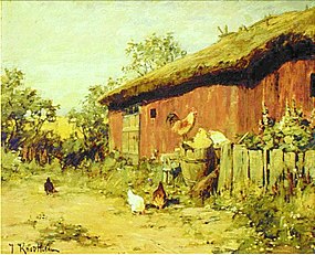 Hens behind the cowshed (1885)