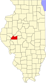 Map of Illinois highlighting Cass County