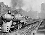 The streamlined 20th Century Limited leaves Chicago's LaSalle Street station on a trial run June 9, 1938