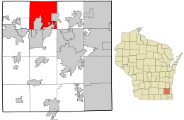 Location in Waukesha County and the state of Wisconsin.