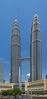 The Petronas Twin Towers in Kuala Lumpur were the tallest from 1998 to 2004.