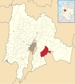 Location of the municipality and town inside Cundinamarca Department of Colombia