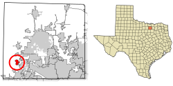 Location of Justin in Denton County, Texas