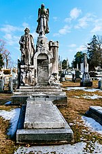 The monument for William J. Mullen was built by Daniel Kornbau and exhibited at the 1876 Centennial Exhibition[35][36]