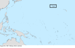 Map of the change to the United States in the Pacific Ocean on August 28, 1867