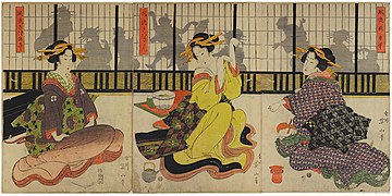 Geisha Playing the Hand-Game Kitsune-ken, 1820