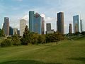 Downtown Skyline from Eleanor Tinsley Park/El Centro de Houston visto desde el Parque Eleanor Tinsley