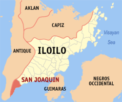 Map of Iloilo with San Joaquin highlighted