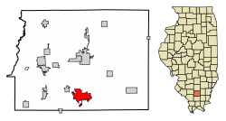 Location of West Frankfort in Franklin County, Illinois.