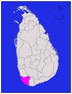 Map of Sri Lanka with Galle District highlighted