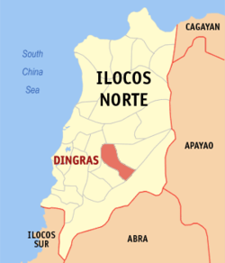 Mapa de Ilocos Norte con Dingras resaltado